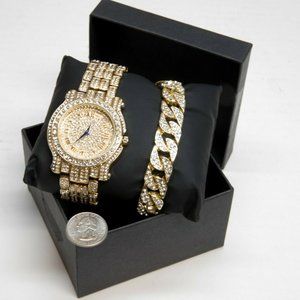 ICED OUT LUXURY WATCH + BRACELET SET